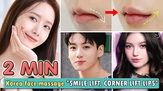 2 MIN Consigue labios sonrientes levantamiento de labios en las esquinas  Masaje de labios coreano [upl. by Towne]