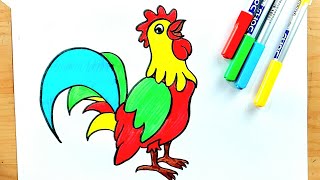 Rooster Drawing for Kids 🐓 [upl. by Hose]