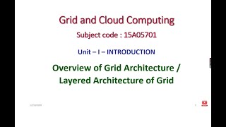 Overview of Gird ArchitectureGrid and Cloud Computing15A05701Unit1 Layered Grid Architectecture [upl. by Gates450]