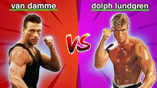 van damme vs dolph lundgren the best Moments of comparison Hollywood Warriors [upl. by Kym]