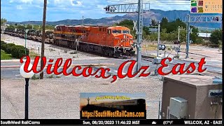 Willcox AZ  UPRR Lordsburg Sub MP 1074  East  SouthWest RailCams LIVE [upl. by Garvey450]