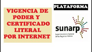 VIGENCIA DE PODER Y CERTIFICADO LITERAL POR INTERNET SUNARP [upl. by Saihtam]