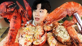 ASMR MUKBANG 대왕 킹 블랙타이거 새우 amp 랍스터 치즈 구이 먹방 GIANT KING SHRIMP amp LOBSTER CHEESE GRILLED EATING SOUND [upl. by Maria708]