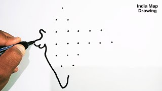 How to india Map Drawing  How to draw India map With Dots  India map drawing  map of india [upl. by Ardnahc]