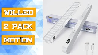 WILLED 2 Pack Motion Sensor Cabinet Light Battery Display 60 LED Touch Light Bar Wireless Rechargeab [upl. by Alys321]