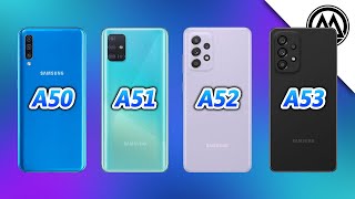 Samsung Galaxy A50 vs Samsung Galaxy A51 vs Samsung Galaxy A52 vs Samsung Galaxy A53 [upl. by Etam]