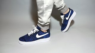 Nike Air Force 1 Flyknit 20 college navy AV3042400 on feet [upl. by Yelsha876]