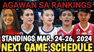 PVL LATEST UPDATE AS OF MARCH 2426 2024 PVL TEAM STANDINGS GAME SCHEDULE INDIVIDUAL RANKINGS [upl. by Hgielyk54]