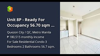 Unit 8P  Ready For Occupancy 5670 sqm 3bedroom Residential Condo For Sale in Quezon City [upl. by Ahtelahs]