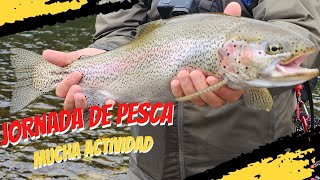 JORNADA DE TRUCHONES 🎣 MUCHA ACTIVIDAD EN UN DIA CON CHUBASCOS 🌧 [upl. by Frodina]