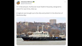 Russian Hydrographic Ship Vladimir Kozytsky Reported Damaged Near Sevastopol [upl. by Niuqram]