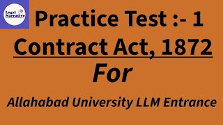 MCQs of Indian Contract Act 1872 Part 1  AU LLM Entrance Exam  Allahabad University LLM [upl. by Walcott463]