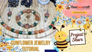 🐝 BeeBeeCraft Autumn 🍂 Sunflower 🌻 Jewelry Making Tutorial [upl. by Dylane]