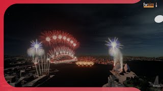 FWsim  sydney harbour bridge new year fireworks show 2025 [upl. by Nodlew]