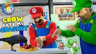 MARIO BROS FIX UP OLD BALDIS BASICS SCHOOL Crow vs Crowbar FUNnel Family Skit Vision [upl. by Ennahtebazile498]