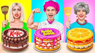 Me vs Grandma vs Chef Cooking Challenge Cake Decorating Challenge Ideas by YUMMY JELLY [upl. by Radbourne]