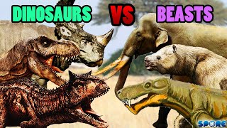 Dinosaurs vs Primal Beasts  SPORE [upl. by Orman188]