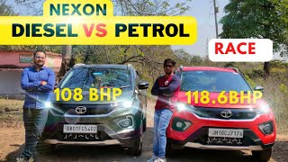 Tata Nexon Diesel vs Petrol Drag Race  Fun with driving modes  Small comparison  😍😍 [upl. by Nivets]