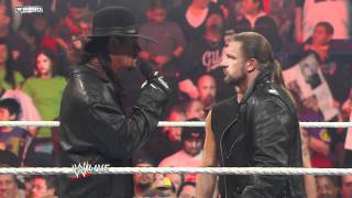 Raw Shawn Michaels interrupts Triple H and The Undertaker [upl. by Hanshaw482]