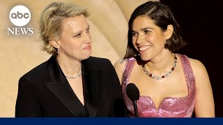 Oscars 2024 America Ferrera informs Kate McKinnon Jurassic Park series are not documentaries [upl. by Atilek]