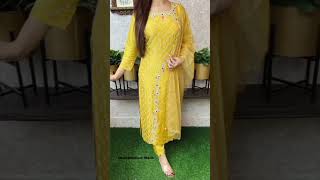 yellow beautiful dresses yellow new partywear outfits  yellow haldi [upl. by Alauqahs]