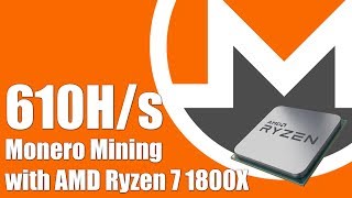 610Hs Monero  Eletroneum Mining with AMD Ryzen 7 1800X  Cointalk [upl. by Aneerb]