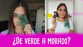 Intenté cambiar mi cabello de verde a morado  Me divorcio de Colorista PlumHair de LOréal [upl. by Edmea]