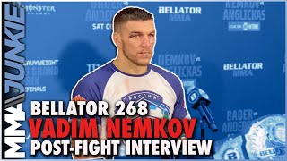 Vadim Nemkov reacts to Corey Andersons win over Bader previews final matchup  Bellator 268 [upl. by Emse276]