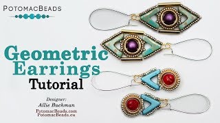 Geometric Earrings  DIY Jewelry Making Tutorial by PotomacBeads [upl. by Aiuqes577]