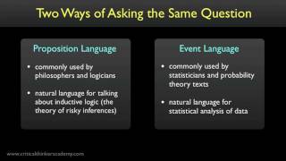 Probabilities Proposition Language vs Event Language [upl. by Linson]