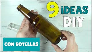 9 ideas para reciclaje de botellas de cristal MANUALIDADES DIY [upl. by Henry779]