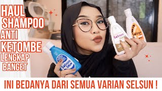 HAUL SHOPEE SHAMPOO ANTI KETOMBE REVIEW SEMUA VARIAN SHAMPOO SELSUN  TYAS PRADA [upl. by Lolita]