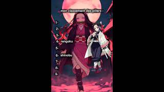 Classement des piliers animation demonslayer [upl. by Yecaj]