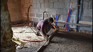 32 Laying our hempcrete subfloor Building with natural materials  Restoring our house in Italy [upl. by Kendrick850]