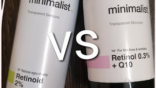 minimalistRetinol 03Q10 vs Retinoid 2 which one is best to reducesfine lineswrinkles on face [upl. by Brodench]