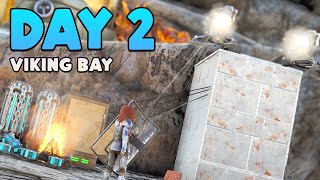 SOLO Defending My Viking Bay Cave On ARK Day 2 [upl. by Nylarat116]