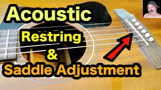 How To Restring And Lower The Saddle On An Acoustic Guitar [upl. by Fenn]