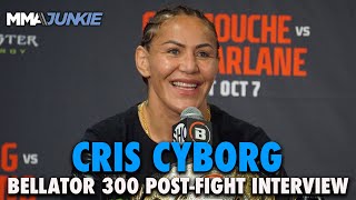 Cris Cyborg Talks Title Defense vs Cat Zingano Leah McCourt Faceoff More  Bellator 300 [upl. by Yuri920]