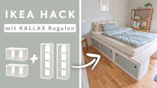 Ikea Kallax Hack Bett bauen 140x200  Plattform Bett selber bauen mit Stauraum [upl. by Aidne]