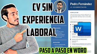 COMO CREAR UN CV SIN EXPERIENCIA LABORAL EN WORD  PASO A PASO 2024 [upl. by Ailesor]