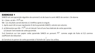 Corrigé dExercice Pyramide Classe de 3ème [upl. by Charley]