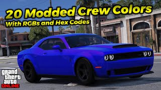 20 Custom Crew Colors with RGB and Hex Codes  GTA Online [upl. by Remark733]