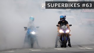 😈 SUPERBIKES 63  R1 no BURNOUT Hornet cortando giro XJ6 cortando giro e mais motos esportivas [upl. by Abihsot]