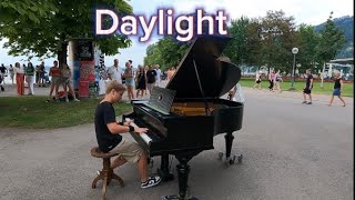 David Kushner  Daylight  Piano Cover  STREET PIANO PERFORMANCE [upl. by Trahern]