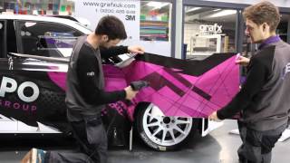 Hippo Motor Groups Printed Vinyl Wrap on Skoda Fabia R5 Rally Car [upl. by Dlnaod194]