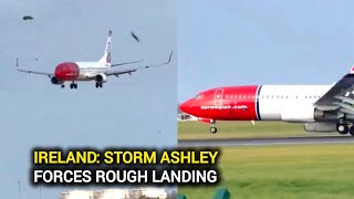 Storm Ashleys strong winds disrupt landings at airports in Ireland [upl. by Augustin]