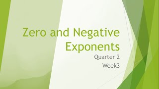 Math 9 Quarter 2 Week 3 Zero and Negative Exponents [upl. by Neerihs]