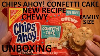 Unboxing Chips Ahoy Chewy Confetti Cake Cookies New Recipe Family Size [upl. by Pinelli419]