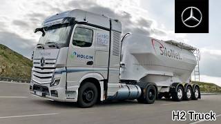 MercedesBenz GenH2 Trucks  2 x 330 kW maximum power  Amazon Holcim INEOS [upl. by Soelch]