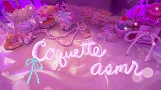 Coquette ASMR 🎀 for pink dreams 💜☁️ pearls amp bows gentle tapping and whispering [upl. by Akli]